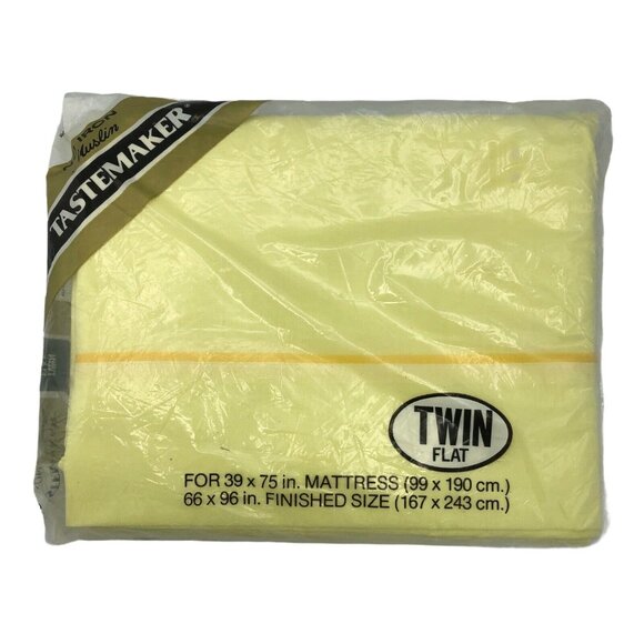 Vintage Tastemaker Twin Flat Sheet Yellow No-Iron Muslin 66”x96” Made USA - Picture 1 of 4